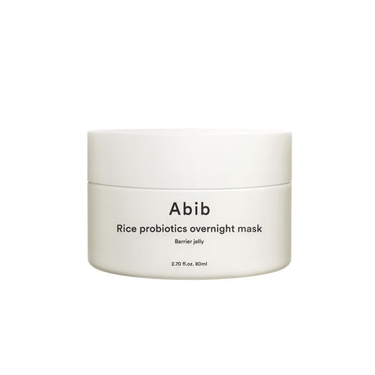 ABIB Rice Probiotics Overnight Mask Barrier Jelly is an overnight treatment that hydrates and strengthens the skin's moisture barrier. Infused with Rice Ferment and Probiotics, this mask nourishes and revitalizes the skin, leaving it soft and refreshed by morning. Key ingredients like Glycerin, Sodium Hyaluronate, and Oryza Sativa (Rice) Bran Extract provide deep hydration and soothing benefits, making it ideal for all skin types. Wake up to a smoother, more radiant complexion with this barrier-boosting for