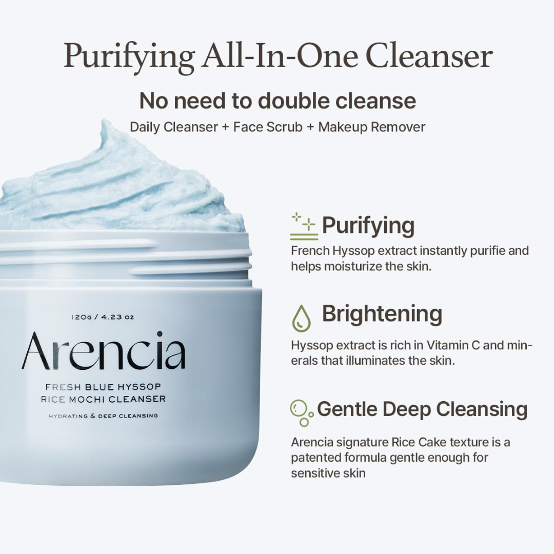 ARENCIA Fresh Royal Blue Hyssop Rice Mochi Cleanser 120g
