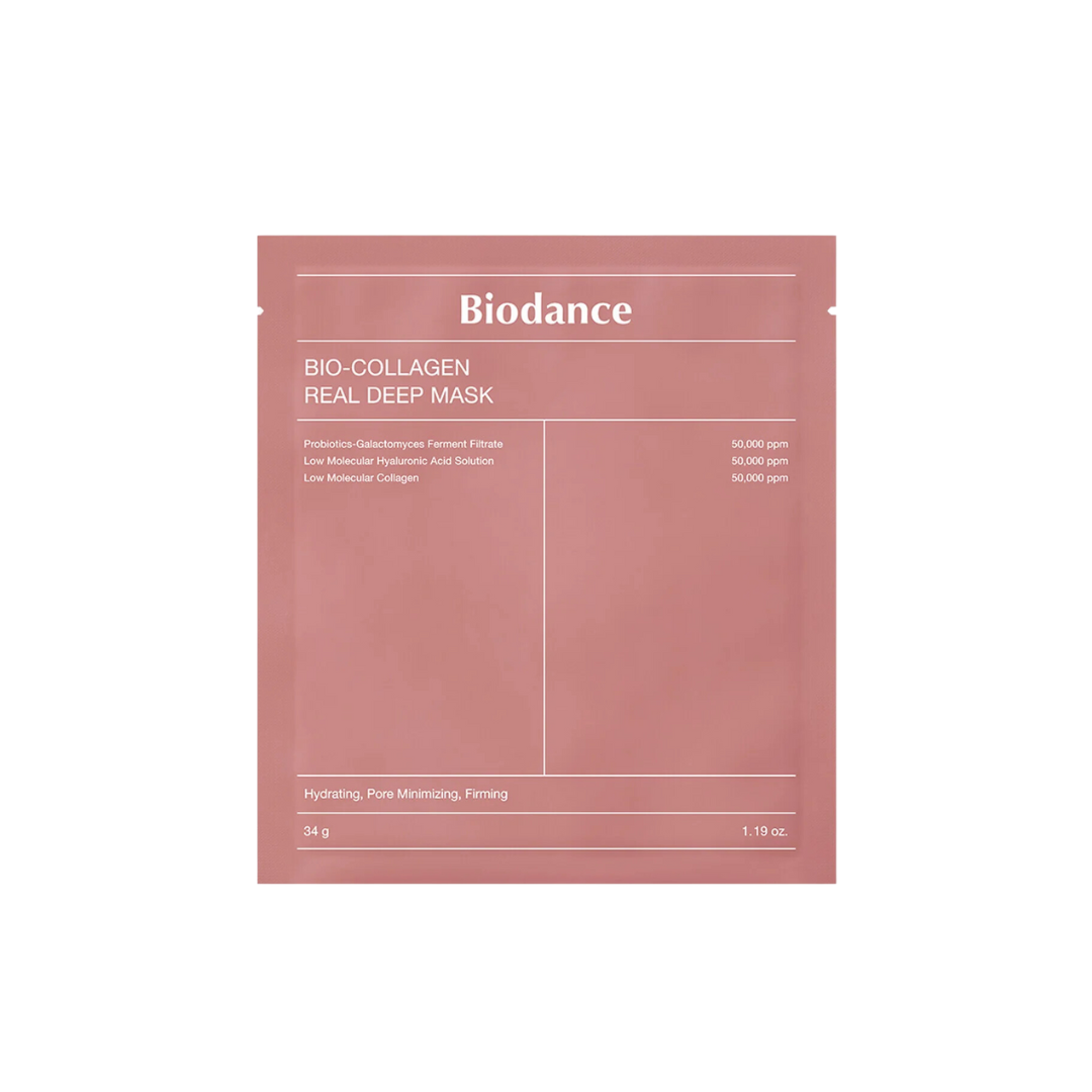 The BIODANCE Bio Collagen Real Deep Mask is a nourishing and hydrating sheet mask designed to improve skin elasticity and radiance. Formulated with Collagen Extract and Galactomyces Ferment Filtrate, it helps to firm and brighten the skin while providing deep moisture. Additional ingredients like Hyaluronic Acid and Rosa Damascena Flower Water enhance hydration and soothe the skin, leaving your complexion smooth, plump, and rejuvenated after each use.