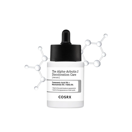 COSRX The Alpha-Arbutin 2 Discoloration Care Serum is a brightening solution designed to fade dark spots, including those caused by hormonal hyperpigmentation. Infused with 2% Alpha-Arbutin, Niacinamide, and Tranexamic Acid, it helps even out skin tone and boost radiance. Powerful antioxidants like Ferulic Acid and Glutathione protect against free radical damage, while Hyaluronic Acid and Panthenol keep skin hydrated and calm. Ideal for achieving a clearer, more even complexion.