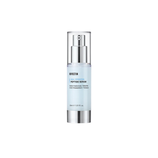 ROVECTIN Aqua Peptide Serum is a lightweight, hydrating serum designed to enhance skin firmness and radiance. Formulated with Niacinamide and Acetyl Hexapeptide-8, it helps improve skin texture and reduce the appearance of fine lines. Infused with Aloe Vera and Sodium Hyaluronate, this serum provides deep hydration while soothing and calming the skin. Ideal for all skin types, it absorbs quickly and leaves the skin feeling smooth, plump, and revitalized. Perfect for daily use to boost skin elasticity and hy