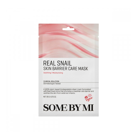 SOME BY MI Real Snail Skin Barrier Care Mask is a nourishing sheet mask designed to strengthen and repair the skin barrier. Infused with Snail Secretion Filtrate and Panthenol, it provides deep hydration and soothing care, leaving your skin soft, smooth, and resilient.
