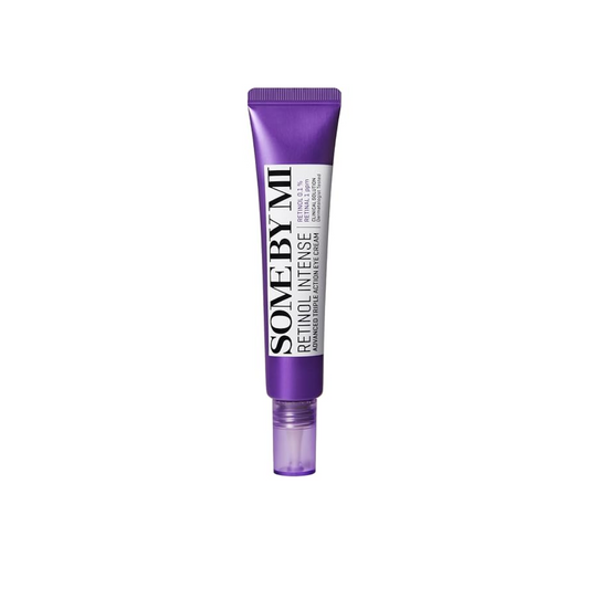 SOME BY MI Retinol Intense Advanced Triple Action Eye Cream targets fine lines, dark circles, and puffiness with a potent blend of Retinol (0.1%), Niacinamide, and Tranexamic Acid. This eye cream is enriched with Centella Asiatica Extract and Panthenol to soothe and hydrate the delicate eye area. With ingredients like Collagen and Peptides, it helps firm the skin and enhance elasticity, providing a smoother and more youthful appearance. Ideal for those looking to brighten, smooth, and rejuvenate their under
