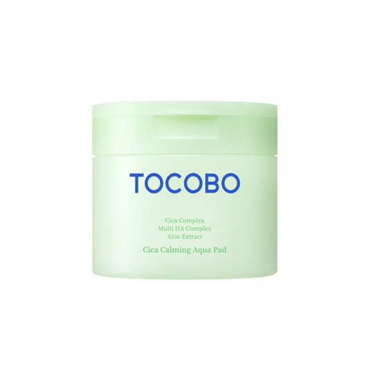 TOCOBO Cica Calming Aqua Pad is a soothing and hydrating solution designed to calm sensitive skin. Infused with Centella Asiatica Leaf Extract and Tea Tree Extract, it helps reduce irritation and redness while promoting a healthy skin barrier. The pads contain a blend of multiple forms of Hyaluronic Acid to deeply hydrate the skin, along with Beta-Glucan and Ceramides to strengthen and protect. With added Niacinamide for brightening, this gentle formula leaves your skin feeling refreshed and calm. Perfect