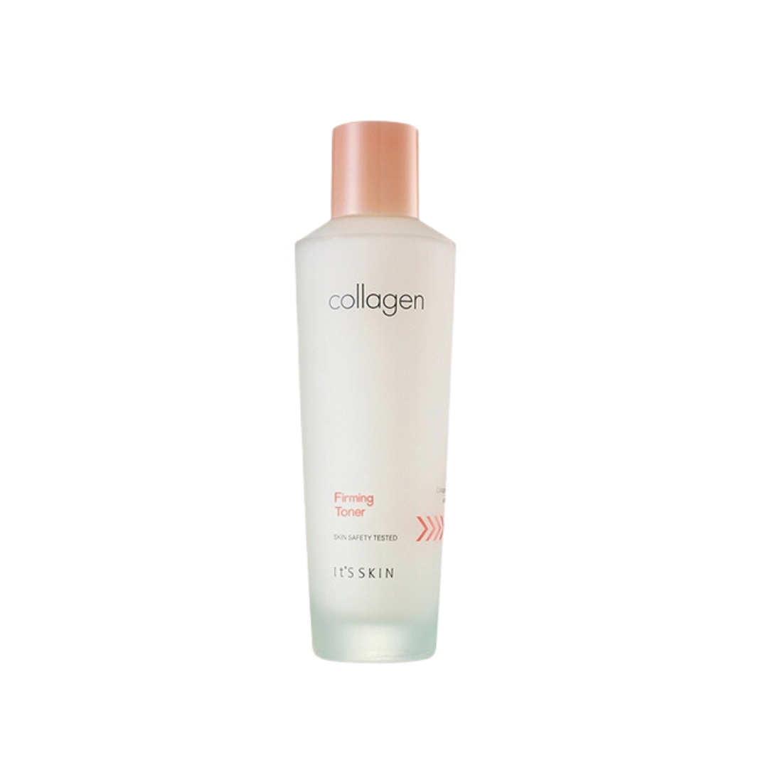 IT’S SKIN Collagen Firming Toner is a hydrating toner designed to improve skin elasticity and firmness. Enriched with Hydrolyzed Collagen and Vitamin E, it helps smooth and plump the skin for a youthful glow. The lightweight formula absorbs easily, restoring moisture and prepping your skin for the next skincare steps.
Suitable for: All skin types, especially those looking to improve firmness and hydration.