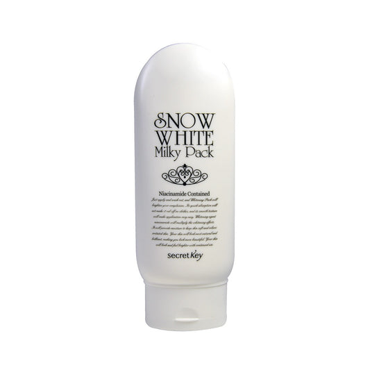 SECRET KEY Snow White Milky Pack is a brightening and hydrating wash-off treatment that instantly improves skin tone, leaving it soft and radiant. Formulated with Niacinamide, it helps to brighten and even out the complexion, while Hyaluronic Acid delivers moisture for smooth and hydrated skin. Its lightweight, non-greasy formula absorbs quickly, making the skin appear brighter and more luminous after each use. Perfect for all skin types, this pack is ideal for those looking to achieve a glowing, refreshed