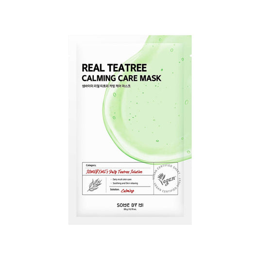 SOME BY MI Real Teatree Calming Care Mask is designed to soothe and refresh stressed, sensitive skin. Infused with Tea Tree Extract and Camellia Sinensis Leaf Extract, this mask offers powerful anti-inflammatory and antioxidant benefits, helping to calm redness and protect the skin from environmental stressors. Additional ingredients like Allantoin and Dipotassium Glycyrrhizate enhance the mask's soothing properties, while Tocopherol (Vitamin E) provides nourishing antioxidants. Ideal for all skin types, th