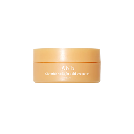 ABIB Glutathione Kojic Acid Eye Patch Vita Jelly revitalizes the under-eye area with a brightening and smoothing effect. Infused with Glutathione, Kojic Acid, and Vitamin C, it helps reduce dark circles and even out skin tone. Niacinamide and Turmeric Extract enhance radiance, while Collagen and Hyaluronic Acid deliver deep hydration and improve elasticity. Ceramides support the skin barrier, leaving the under-eye area smoother, firmer, and refreshed.