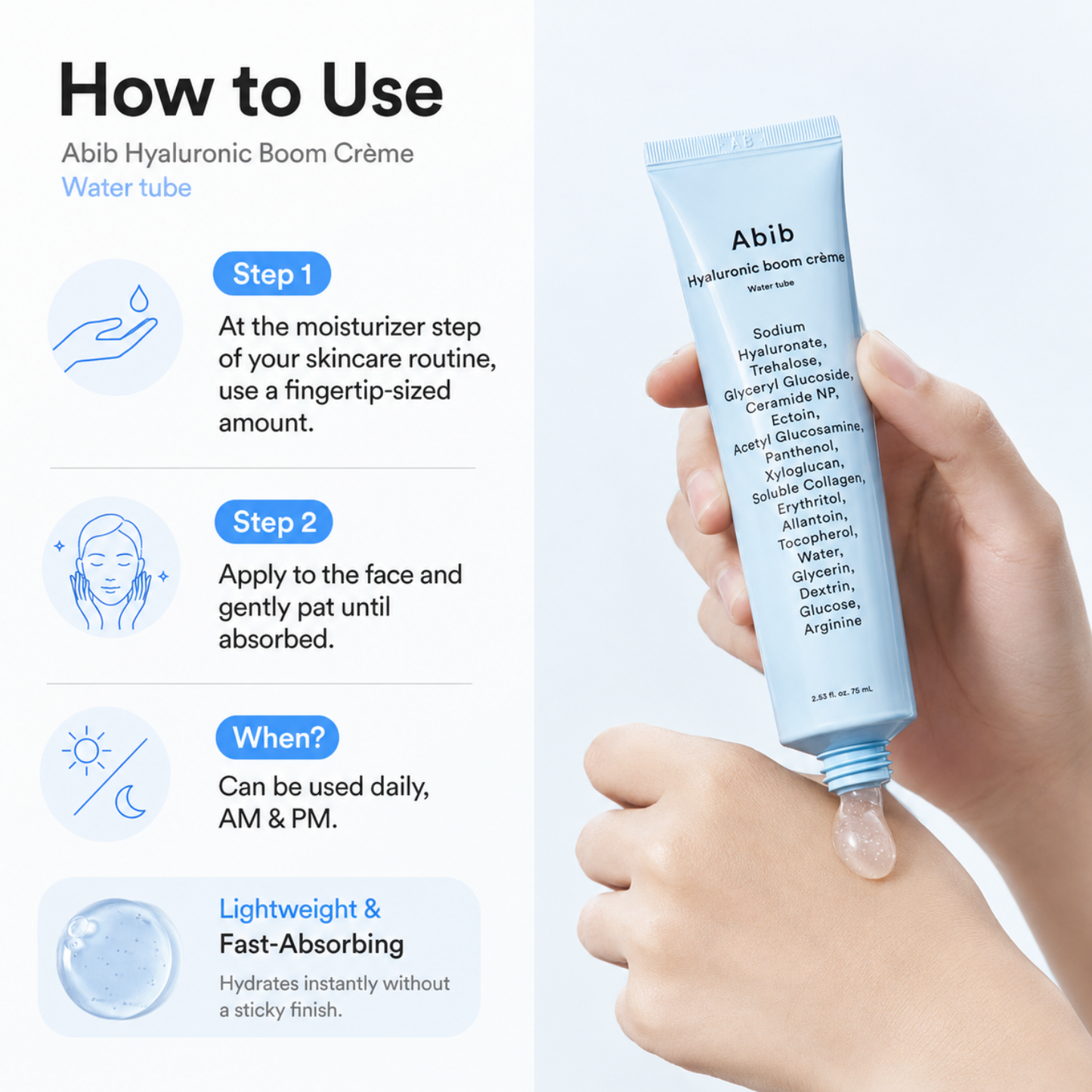 ABIB Hyaluronic Boom Crème Water Tube 75ml
