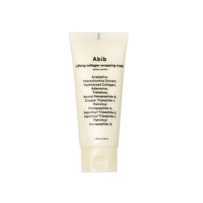 ABIB Lifting Collagen Wrapping Mask Jericho Rose Film is a firming treatment designed to improve skin elasticity and enhance radiance. Formulated with ultra-low molecular Collagen and Peptides, it helps support a lifted, smoother-looking appearance while reducing the look of pores. Enriched with Jericho Rose Extract and nourishing ingredients, it delivers hydration and helps remove dead skin cells for a refreshed complexion. The cream-to-film texture wraps the skin for optimal absorption, leaving it feeling