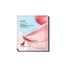 Load image into Gallery viewer, ANUA Peach 70 Niacin Brightening Collagen Mask is a hydrating sheet mask infused with 70% Peach Fruit Water and Niacinamide to visibly brighten and refresh dull skin. Enriched with Soluble Collagen and multiple forms of Hyaluronic Acid, it delivers deep moisture while boosting elasticity. Soothing ingredients like Allantoin and Dipotassium Glycyrrhizate help calm the skin, while Raspberry and Peach Extracts provide antioxidant care. Perfect for a radiant, dewy glow after just one use.
