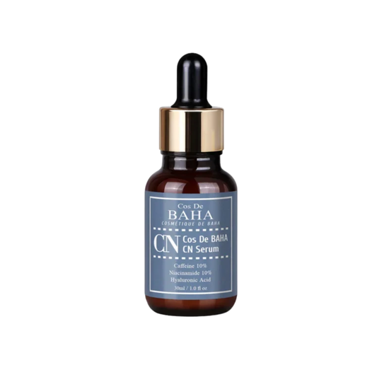 COS DE BAHA (CN) 10% Caffeine 10% Niacinamide Serum is a lightweight serum designed to refresh tired-looking skin, improve the look of dullness, and support a more even complexion. Formulated with 10% Caffeine, 10% Niacinamide, Panthenol, Allantoin, Sodium Hyaluronate, Hydrolyzed Hyaluronic Acid, Ferulic Acid, and Green Tea Extract, it helps hydrate, soothe, brighten, and improve the appearance of uneven tone. Best suited for dull, oily, combination, and tired-looking skin.