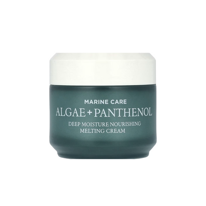 HEIMISH Marine Care Algae+Panthenol Deep Moisture Nourishing Melting Cream is a rich, deeply hydrating cream designed to nourish and repair dry, tired skin. Formulated with Marine Algae Extracts, Panthenol, and Hydrolyzed Collagen, it strengthens the skin barrier, boosts elasticity, and delivers long-lasting moisture. Copper Tripeptide-1 and Acetyl Hexapeptide-8 provide anti-aging benefits, while Niacinamide brightens and evens out skin tone. The luxurious texture melts effortlessly into the skin, leaving i