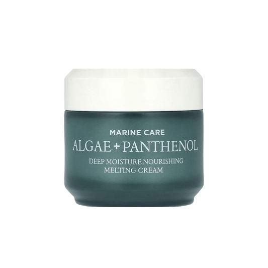 HEIMISH Marine Care Algae+Panthenol Deep Moisture Nourishing Melting Cream is a rich, deeply hydrating cream designed to nourish and repair dry, tired skin. Formulated with Marine Algae Extracts, Panthenol, and Hydrolyzed Collagen, it strengthens the skin barrier, boosts elasticity, and delivers long-lasting moisture. Copper Tripeptide-1 and Acetyl Hexapeptide-8 provide anti-aging benefits, while Niacinamide brightens and evens out skin tone. The luxurious texture melts effortlessly into the skin, leaving i