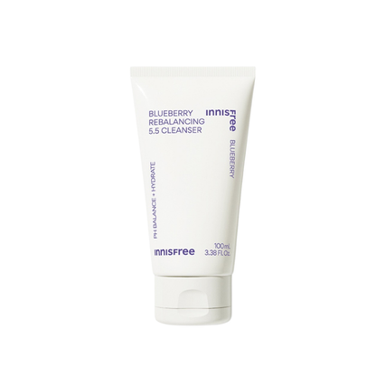 INNISFREE Blueberry Rebalancing 5.5 Cleanser is a gentle low-pH cleanser designed to remove daily impurities while keeping the skin feeling soft and balanced. Formulated with Blueberry Fruit Extract, Glycerin, Panthenol, Allantoin, and fruit extracts, it helps cleanse without leaving the skin feeling tight or dry. The creamy foam refreshes the skin while supporting a comfortable moisture balance. Suitable for normal, dry, combination, and sensitive skin.
