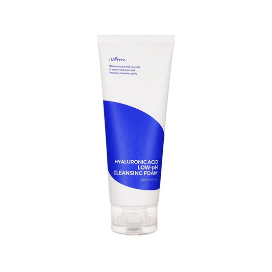 ISNTREE Hyaluronic Acid Low pH Cleansing Foam is a gentle, hydrating cleanser that effectively removes impurities without stripping your skin. Formulated with 8 types of Hyaluronic Acid and soothing plant extracts like Centella Asiatica and Fig, it helps maintain a healthy moisture barrier while keeping skin soft, smooth, and balanced. Perfect for dry, sensitive, and dehydrated skin types.