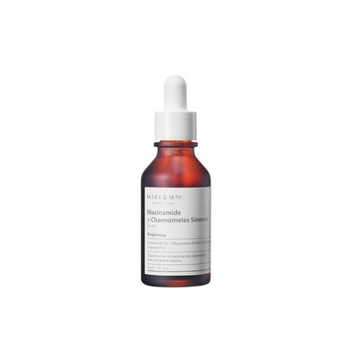 MARY & MAY Niacinamide + Chaenomeles Sinensis Serum is a lightweight, brightening serum specially designed to improve skin tone and texture while keeping oil in check. Formulated with 2% Niacinamide and 93% Chaenomeles Sinensis Fruit Extract, it helps reduce excess sebum, minimize the look of pores, and fade dark spots for a more even, radiant complexion. Its fast-absorbing, non-greasy texture makes it ideal for oily and combination skin, providing clarity and hydration without clogging pores. Perfect for d