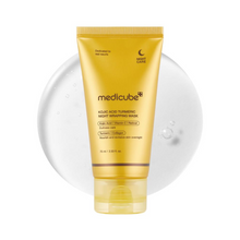 Load image into Gallery viewer, MEDICUBE Kojic Acid Turmeric Night Wrapping Mask is an intensive overnight treatment designed to brighten and rejuvenate the skin. Enriched with Kojic Acid and Turmeric Root Extract, this mask targets hyperpigmentation and uneven skin tone. It also features potent ingredients like Retinol and Vitamin C to promote collagen production and enhance skin&#39;s natural radiance. Ideal for nightly use, this mask works to restore moisture and firmness, leaving skin smooth and luminous by morning.