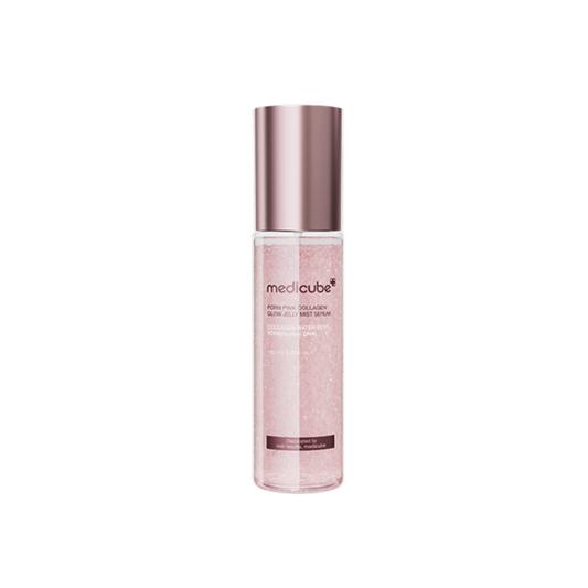 MEDICUBE PDRN Pink Collagen Glow Jelly Mist Serum is a lightweight, jelly-to-mist formula designed to boost radiance, hydration, and firmness. With 80.9% Collagen Water, PDRN, Hyaluronic Acid, and Glutathione, it helps plump the skin, enhance elasticity, and create a healthy, dewy glow. Perfect as a serum or refreshing mist, it nourishes dull, tired skin and supports a smoother, bouncier complexion.