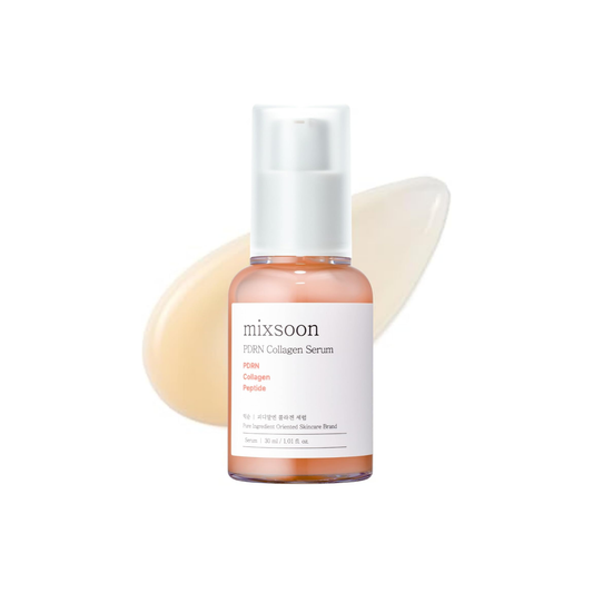 MIXSOON PDRN Collagen Serum delivers deep hydration and visible firmness with a blend of plant-based PDRN, Collagen, and Peptides. This nourishing formula strengthens the skin barrier, boosts elasticity, and promotes a brighter, healthier complexion. Infused with fermented rice bran and ultra-low molecular Hyaluronic Acid, it absorbs quickly to leave your skin soft, smooth, and revitalized.