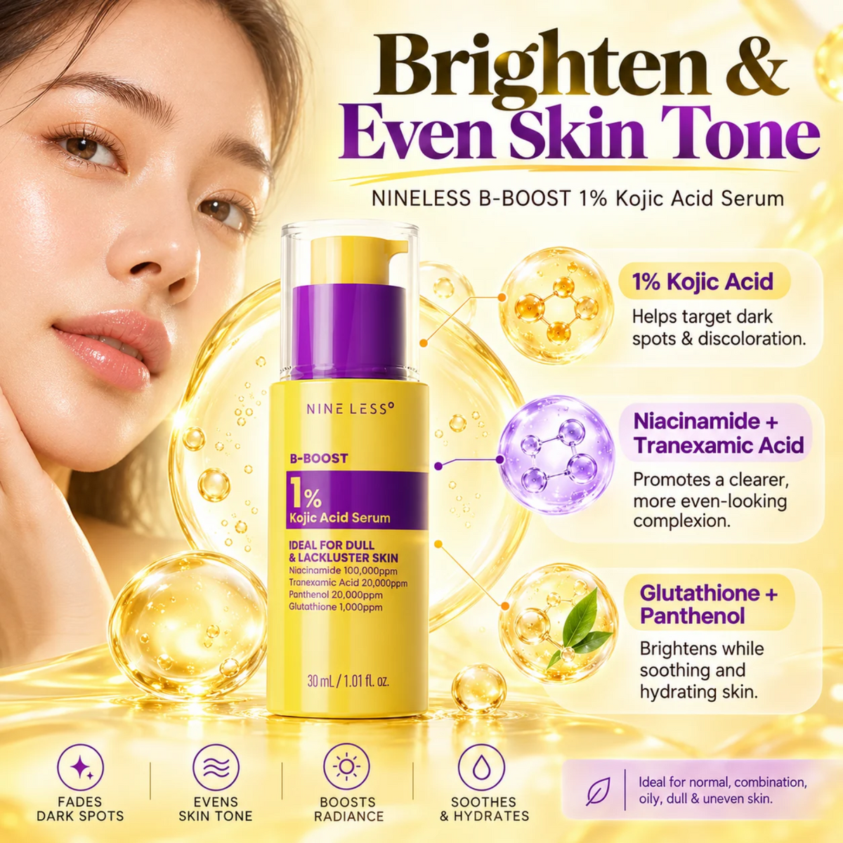 NINELESS B-Boost 1% Kojic Acid Serum