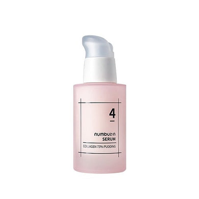 NUMBUZIN No. 4 Collagen 73% Pudding Serum is a deeply hydrating and firming serum packed with 73% Collagen Extract to improve skin elasticity and reduce the appearance of fine lines. Its unique pudding-like texture absorbs smoothly, delivering intense moisture with Hyaluronic Acid, while Niacinamide brightens and evens out skin tone. Infused with peptides, Hydrolyzed Elastin, and botanical extracts, this serum helps strengthen the skin barrier and leaves your complexion looking plump, radiant, and revitaliz