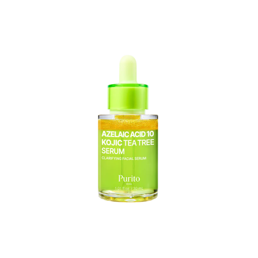 Brighten and clarify with PURITO SEOUL Azelaic Acid 10 Kojic Tea Tree Serum, a Korean skincare essential at elikoglow.ca. Infused with Azelaic Acid, Kojic Acid, and Tea Tree, it helps reduce blemishes and even skin tone.