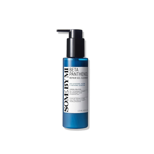 SOME BY MI Beta Panthenol Repair Gel Cleanser is a gentle, low-irritant cleanser formulated with 10,000 ppm Panthenol to protect and strengthen the skin barrier while soothing irritation. Enriched with fermented ingredients, amino acids, and Beta-Sitosterol, it deeply hydrates, repairs, and supports healthy skin. Plant extracts like Banana, Rose Water, and Melon add nourishment, while Gluconolactone (PHA) provides mild exfoliation. Perfect for sensitive, dry, or compromised skin that needs a refreshing yet 