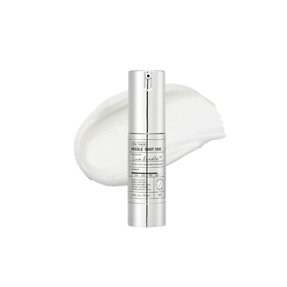 VT Reedle Shot 1000 is an intensive skin-revitalizing ampoule that combines patented Reedles™ - microneedle-like silica structures - with nourishing ingredients to deliver visible results. Formulated with Niacinamide, Centella Asiatica Extract, Shea Butter, Ceramide NP, Propolis, and Panax Ginseng Root Extract, this ampoule targets dullness, fine lines, and loss of firmness. The Reedles help create micro-channels in the skin, enhancing the absorption of active ingredients for smoother, plumper, and healthie