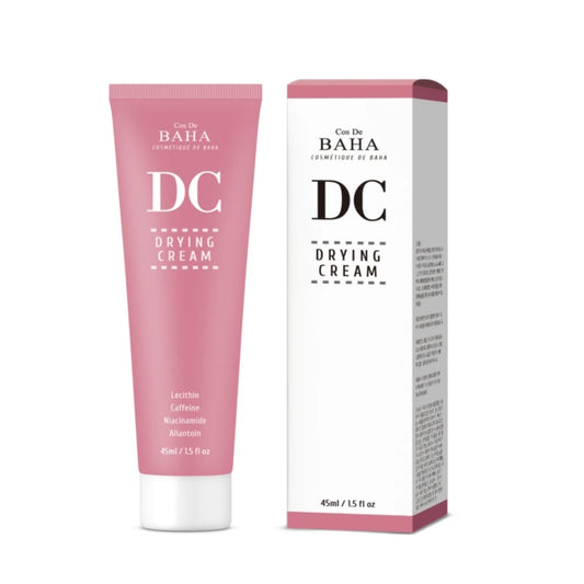COS DE BAHA (DC) Drying Cream is designed for acne-prone skin, offering targeted treatment to reduce blemishes and excess oil. Formulated with Aloe Barbadensis Leaf Extract to soothe and hydrate the skin, Niacinamide to brighten and reduce inflammation, and Caffeine to tighten pores. The addition of Green Tea Extract provides antioxidant benefits, while Allantoin promotes skin healing. This cream is perfect for spot treatments, helping to quickly dry out and diminish the appearance of pimples and blackheads
