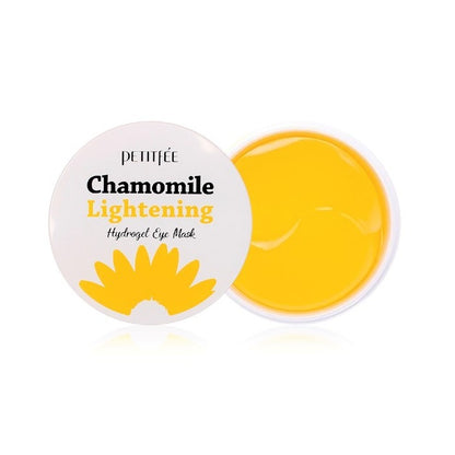 PETITFEE Chamomile Lightening Hydrogel Eye Mask brightens and soothes tired under-eyes with the calming power of Chamomile Extract. These hydrogel patches deliver instant hydration while helping to reduce puffiness and improve the appearance of dark circles. Infused with Shea Butter, Sea Buckthorn Oil, and botanical extracts like Lavender, Rosemary, and Peppermint, they nourish and refresh the delicate skin around the eyes, leaving it radiant and revitalized.